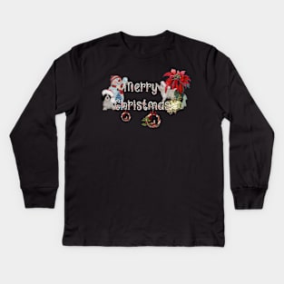 Merry christmas, cute christmas dos and, snowman Kids Long Sleeve T-Shirt